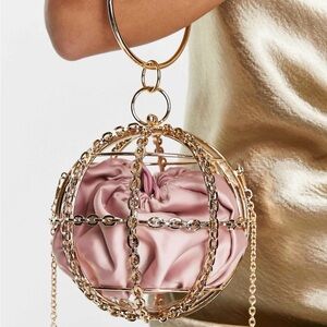 Elegant Pink and Gold Chain Sphere Bag